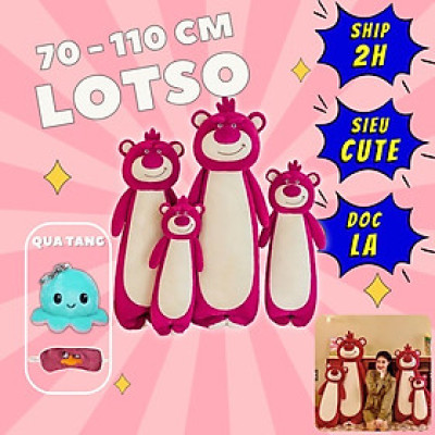 Thú nhồi bông lotso đỏ dáng dài êm mịn - Size từ 70cm đến 110cm- Quà tặng gấu dâu đậm dễ thương - Gối ôm mềm mịn cho bé.