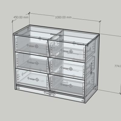HAPPY FURNITURE , Tủ lưu trữ 6 ngăn kéo - DALEY ,THK_344 , 100cm x 45cm x 77cm DxRxC