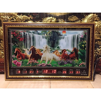 Tranh đồng hồ điện vạn niên , suối ngựa - 68556