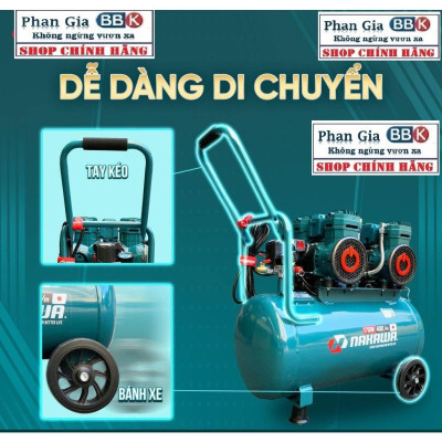 [chính hãƞg] Máy Nén Khí Không Dầu Lên hơi nhanh NAKAWA 50L-5HP Giảm âm, 100% Dây đồng, Bảo hành 1 năm