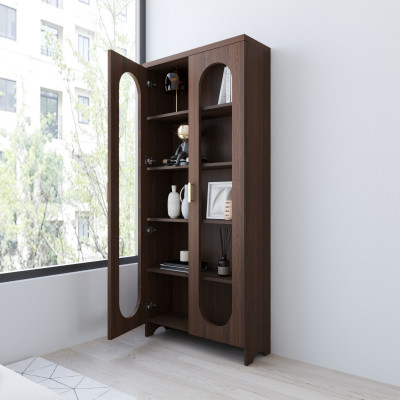 HAPPY FURNITURE , Tủ lưu trữ 2 cửa kính - CHEVY, TLT_049 , 80cm x 28cm x 180cm DxRxC