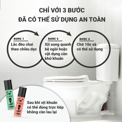 Combo 2 chai Xịt khử khuẩn bệ ngồi bồn cầu Su Star hương bách hoa loại bỏ 99.999% vi khuẩn trong 10s 50ml