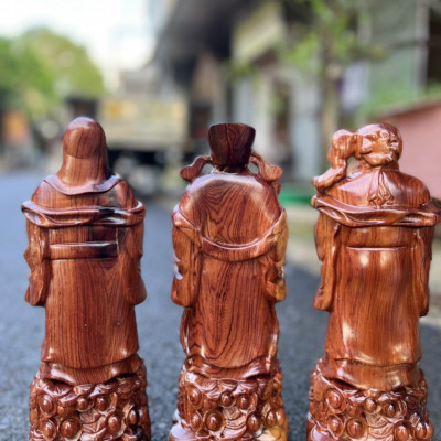 Bỗ tượng phật tam đa phúc lộc thọ bằng gỗ cẩm kt cao 30×11×9cm