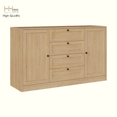 HAPPY FURNITURE , MATTA - Tủ lưu trữ 2 cánh mở 4 ngăn kéo, TCM_210 , 140cm x 40cm x 82cm DxRxC