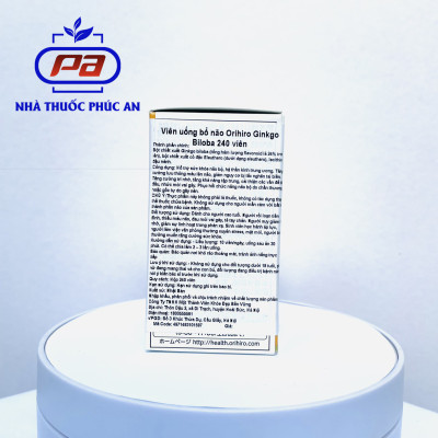 Viên uống bổ não, hổ trợ phòng ngừa tai biến, đột quỵ Ginkgo Biloba Orihiro Nhật Bản 240 viên