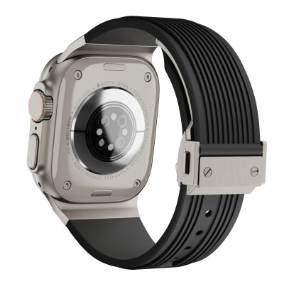Dây Silicone Đầu Nối Kim Loại Hublot Style cho Apple Watch Ultra 1/2 & Apple Watch Series 4/5/6/7/8/9/SE/10 Size 44/45/46/49mm - Hàng Chính Hãng