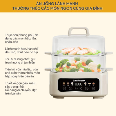 Nồi Hấp Đa Năng BlueStone MPB-7238 - 17 lít - 1300W - Điều khiển cảm ứng - Hàng Chính Hãng