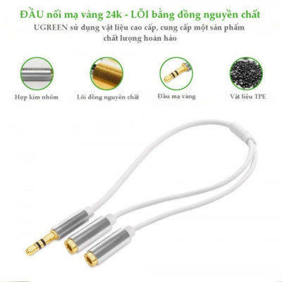 Cáp chia 2 cổng Audio 3.5mm 1 đầu đực ra 2 đầu cái 20cm AV123 10532 Cáp chia Jack 3,5mm dương ra 2 đầu âm 3,5mm Cáp âm thanh 3.5Mm Màu dài Av141-30618 – Hàng Nhập Khẩu