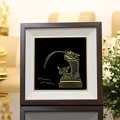 Tranh Cá chép hóa rồng mạ vàng - Quà tặng phong thủy cao cấp