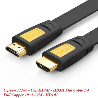 Ugreen UG11185HD101TK 2M màu Vàng Cáp tín hiệu HDMI chuẩn 2.0 hỗ trợ phân giải 4K * 2K 60hz cáp dẹt - HÀNG CHÍNH HÃNG