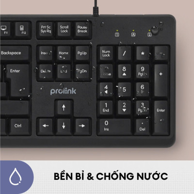Bộ bàn phím chuột có dây PROLiNK GMK-1005M Fullsize cao cấp, chống thấm nước, độ nhạy cao dành cho máy tính, Laptop - Hàng chính hãng