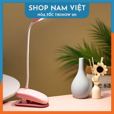 Đèn Bàn LED Kẹp Đầu Giường Đọc Sách Chống Cận Pin Sạc