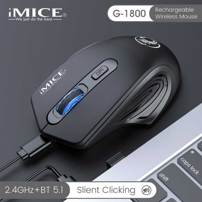 Chuột gaming không dây bluetooth sạc pin HXSJ G-1800 cho game thủ chơi game chuyên nghiệp kết nối Wireless 2.4G - Hàng chính hãng
