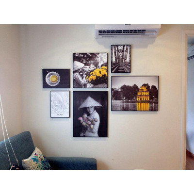 Bộ Tranh 6 Bức Tranh Hà Nội Xưa, Tranh Treo Tường Canvas Cao Cấp