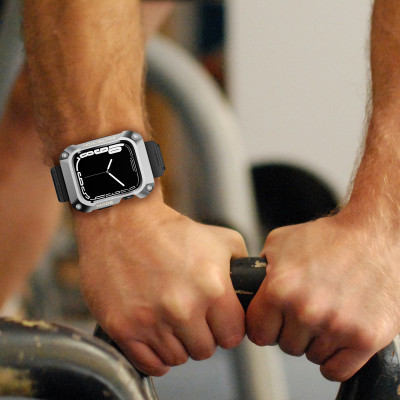 Ốp Case Vỏ Kim Loại bảo vệ tích hợp dây đeo cho Apple Watch Series 4/5/6/SE/7/8/9/SE2 Size 44mm/45mm - Hàng Chính Hãng