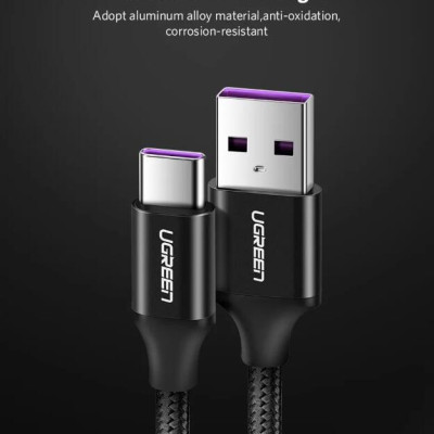 Ugreen UG50567US279TK 1M 5A màu Đen Cáp dữ liệu USB Type-C 2.0 sang USB truyền dữ liệu từ máy tính ra điện thoại - HÀNG CHÍNH HÃNG
