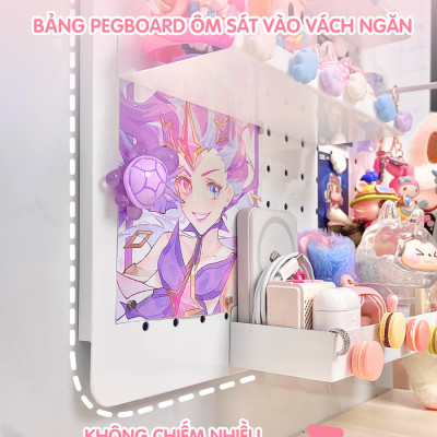 Bảng lỗ Pegboard kim lọai Dola Home móc vách ngăn văn phòng làm việc, móc cửa sổ KHÔNG khoan tường