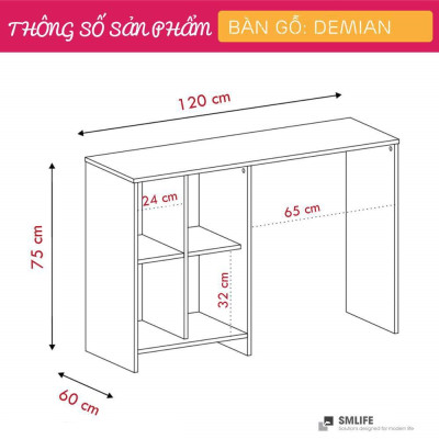 Bàn làm việc cá nhân bằng gỗ công nghiệp nhỏ gọn SMLIFE Demian