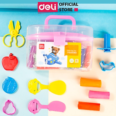 Vali Đất Nặn Đất Sét 24 Màu Kèm Dụng Cụ Nặn Và Khuôn Deli - Chất Liệu An Toàn Phù Hợp Cho Bé Sáng Tạo - 7021