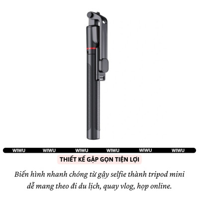 Gậy chụp ảnh selfie tự sướng kiêm tripod 3 chân, đèn Flash trợ sáng hiệu WlWU Wi-SEO15 - Tích hợp remote control bluetooth, Xoay 360 độ, thân nhôm, kéo dài 1,8m, chắc chắn, bền bỉ, gập gọn, pin sạc type C cho iPhone Oppo Samsung - Hàng nhập khẩu