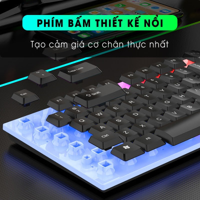 Bàn phím giả cơ G21 kèm chuột, bàn phím máy tính chống nước led rgb chơi game làm việc văn phòng cho PC laptop - hàng chính hãng