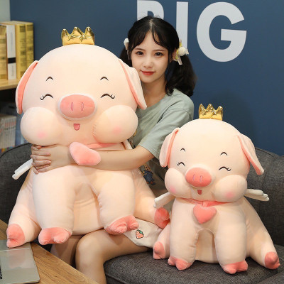 Gấu bông gối ôm Heo Vương Miện vải nhung cao cấp co giãn 4 chiều