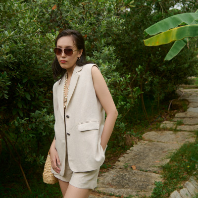 Áo Blazer Oversized Linen Lanh TOP219 thời trang thiết kế Hity