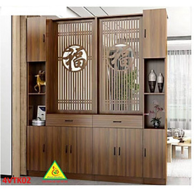 Vách ngăn phòng khách, vách ngăn tủ kệ bằng gỗ 4VTK02 - Nội thất lắp ráp Viendong adv