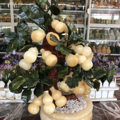 Cây tài lộc hồ lô phong thủy đá ngọc hoàng long - Cao 42 cm