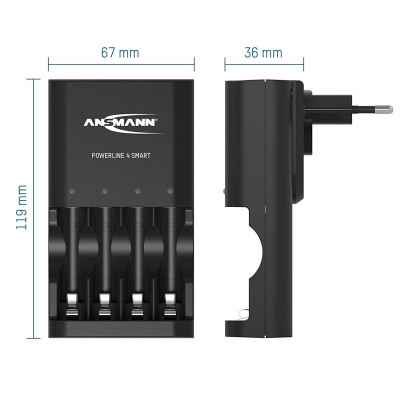Bộ sạc Pin ANSMANN POWERLINE 4 Smart - Hàng Nhập Khẩu