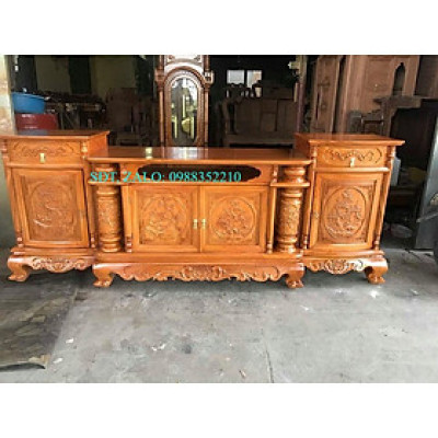 kệ tivi phòng khách cột nho gỗ gõ đỏ