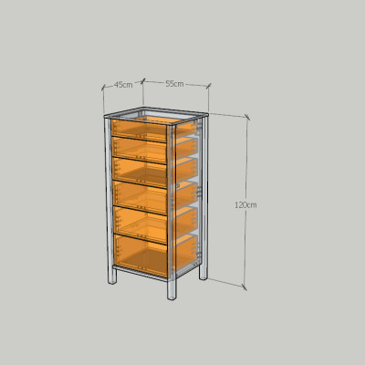 HAPPY FURNITURE , Tủ lưu trữ 6 ngăn kéo - MOKA, THK_245 , 55cm x 45cm x 120cm DxRxC