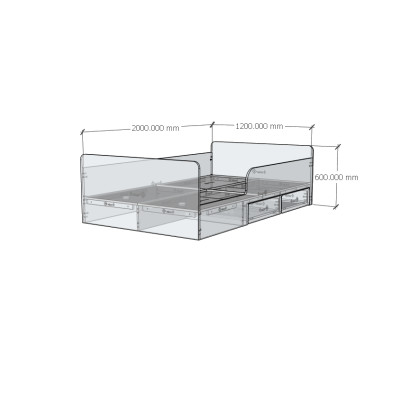 [Happy Home Furniture] KID, Giường ngủ 2 ngăn kéo cho trẻ em , 203cm x 48cm ( DxC), GNG_164, GNG_165