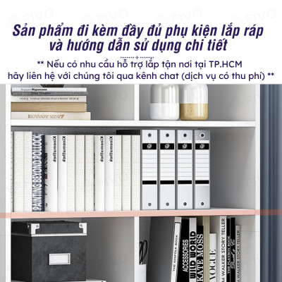 Kệ Sách Đứng Để Sàn FIVO Mã FB70 Chất Liệu Gỗ MDF Chống Thấm Bề Mặt Cực Tốt, Chia Ngăn Tiện Lợi, Kiểu Dáng Hiện Đại (Kích thước 80x24x178cm)