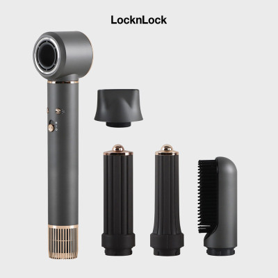Máy sấy tóc LocknLock Multi Hair Dryer ENA426GRY, Hàng chính hãng, Công nghệ ION âm, 5 loại đầu sấy tạo kiểu - JoyMall