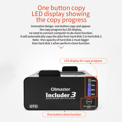 Đế cắm ổ cứng OImaster Dual Bay USB 3.0 đến 2.5 / 3.5 inch SATA Dual Bay HDD SSD