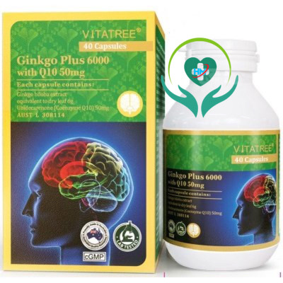 ￼Viên Uống Tăng Tuần Hoàn Não Vitatree GINKGO Plus 6000 With Q10 50Mg - Hộp 40V