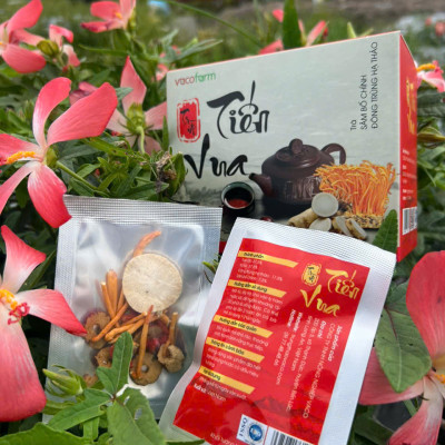 Trà sâm bố chính đông trùng hạ thảo Tiến Vua VacoFarm (10 túi/ hộp) - Bồi bổ và thanh lọc cơ thể