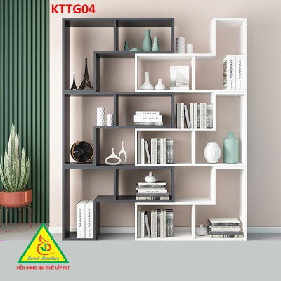 Kệ sách để sàn, kệ sách tự đứng, kệ trang trí KTTG04 ( Bộ gồm 6 kệ L)  - Nội thất lắp ráp Viendong Adv