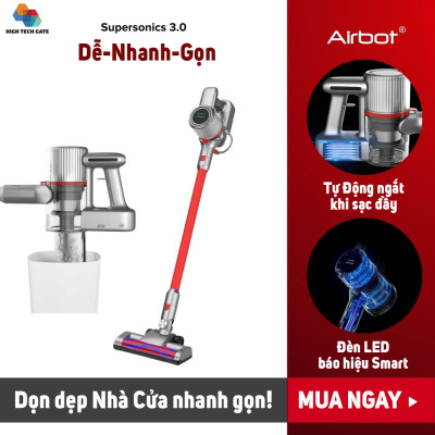 Máy hút bụi không dây Airbot Supersonics 3.0 cầm tay gia đình và hút bụi ô tô giường nệm, xe hơi phiên bản 3.0 bản full có giá gắn tường và ống dây hút tiện lợi, hàng chính hãng