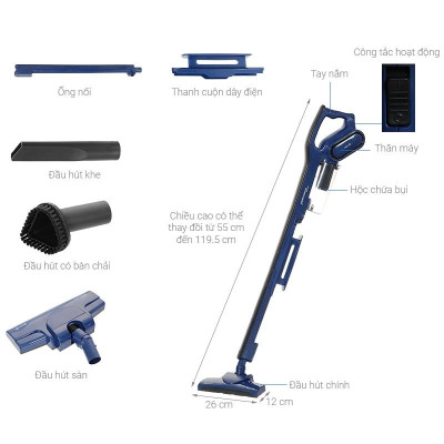 Máy Hút Bụi Cầm Tay Deerma DX810 Công suất: 600W, lực hút 15000pa - Hàng chính hãng
