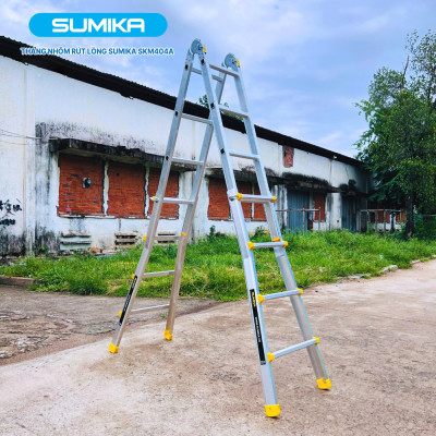 Thang nhôm chữ A rút lồng SUMIKA SKM404A - Chữ A cao nhất 2.2m, chữ I cao nhất 4.6m, tải trọng 300kg