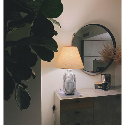 Đèn bàn gốm sứ màu trắng size lớn trang trí phòng khách DS1998B