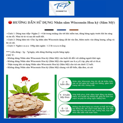 Nhân Sâm Wisconsin Hoa Kỳ (Sâm Mỹ) Cắt Lát 4 tuổi100g 50g: Bồi Bổ Sức Khỏe, Tăng Sức Đề Kháng, Điều Hòa Lipid Máu.