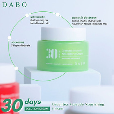 Kem dưỡng da trà xanh và bơ, dưỡng trắng da, kháng khuẩn ngăn ngừa lão hoá cho da - DABO Greentea Avocado Nourishing Cream 100ml