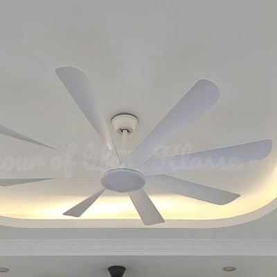 Quạt trần đèn 8 cánh sải cánh 1m52 cho phòng khách,phòng ngủ rộng,Động cơ DC lõi đồng tích hợp điều khiển,(Siêu Gió-Êm), hàng chính hãng