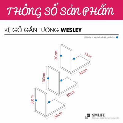 Kệ gỗ trang trí phòng khách gia đình SMLIFE Wesley