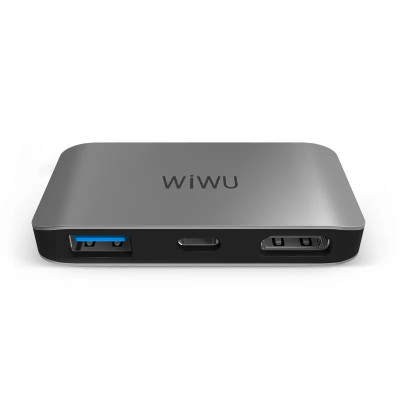 Hub chia cổng Type-C đa năng 3 in 1 hỗ trợ sạc nhanh 100W từ Type C  ra  1 cổng Type-C PD 3.0, 1 cổng USB 3.0,  HDMI chuẩn 4k  hiệu Wiwu Alpha C2H cho Macbook / iPad Pro 11 inch 12.9 inch / Laptop Type C thunderbolt 3 / điện thoại - hàng nhập khẩu