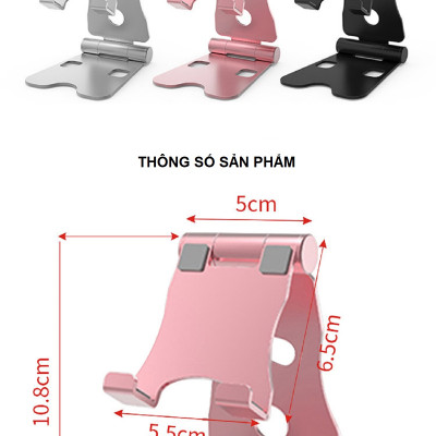 Giá Đỡ Để Bàn Điện Thoại Di Động, Máy Tính Bảng Hợp Kim Nhôm Cao Cấp - 02 Vị Trí Điều Chỉnh Góc Nhìn Hàng Chính Hãng Helios
