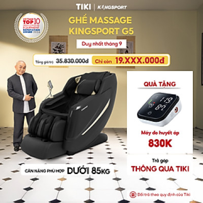 Ghế massage KINGSPORT Standard G5 BLACK cao cấp con lăn 3D với 8 bài tập, thiết kế hiện đại 2024, công nghệ massage chuyên sâu